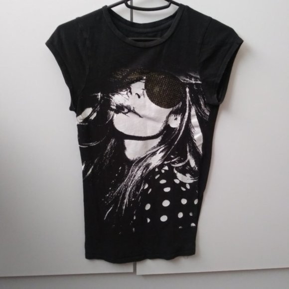 Miley Cyrus & Max Azria Tops - Black short sleeve fashion graphic tee